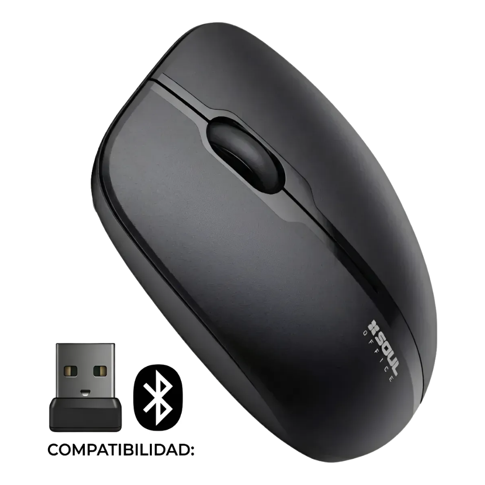 Mouse Inalámbrico Soul Bluetooth y Wireless USB 1600 DPI