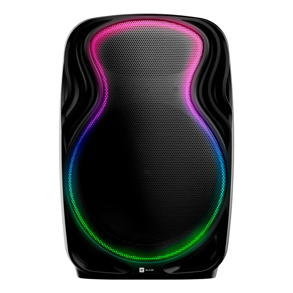 Parlante Portátil Bluetooth Blaze Audio NOV02 Bafle Inalámbrico 12 Pulgadas 300W Batería Litio Recargable 19hs TWS Karaoke Bass Reflex Micrófono y Control Incluido Luces LED RGB USB Radio FM Negro 6kg