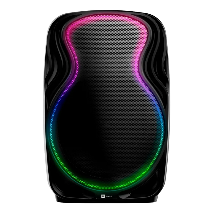 Parlante Portátil Bluetooth Blaze Audio NOV02 Bafle Inalámbrico 12 Pulgadas 300W Batería Litio Recargable 19hs TWS Karaoke Bass Reflex Micrófono y Control Incluido Luces LED RGB USB Radio FM Negro 6kg