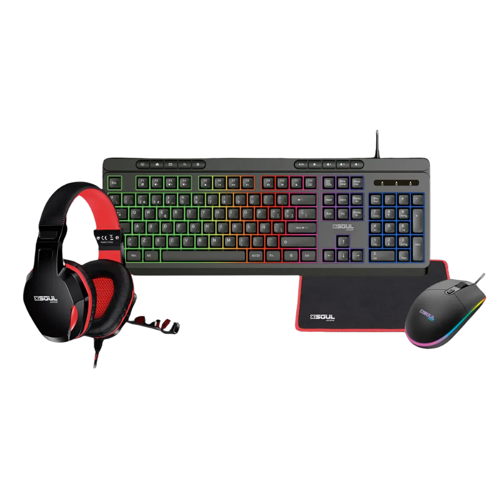 Kit Gamer Soul 4 En 1: Teclado + Mouse + Auricular + Mousepad Compatible con Pc Ps4 Ps5 Xbox