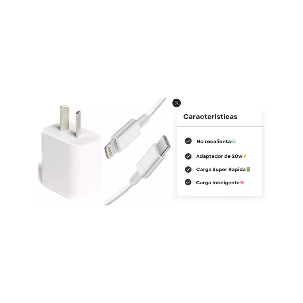 Kit Cargador Soul 20W + Cable USB-C para iPhone y Samsung