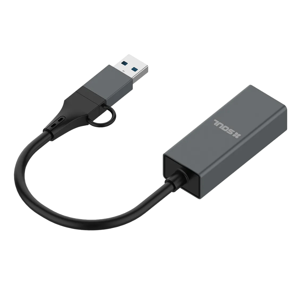 Adaptador de Red Ethernet USB C USB A RJ45 LAN 2 en 1