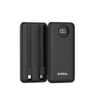 Power Bank Cargador Portatil Soul Carga Rápida 22.5W Con 1 Puerto USB C, 1 Puerto USB y 2 Cables Integrados USB-C y Lightining
