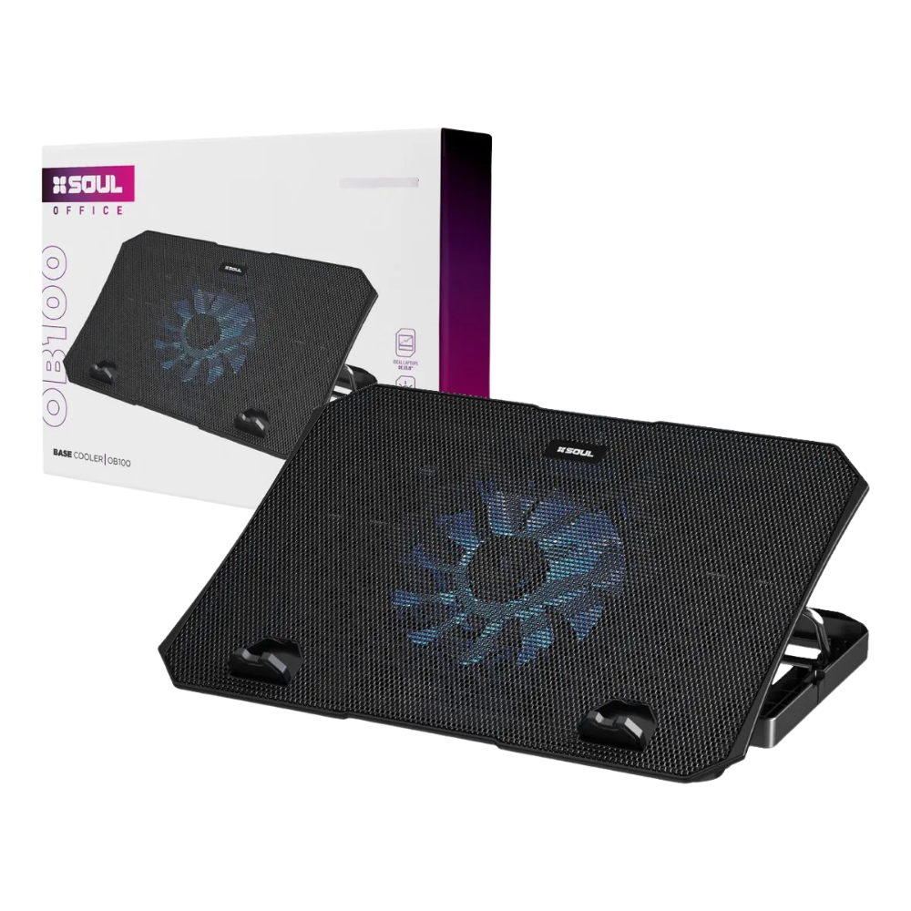 Base Cooler Notebook Soul OB 100 USB con Luz LED 1000 RPM