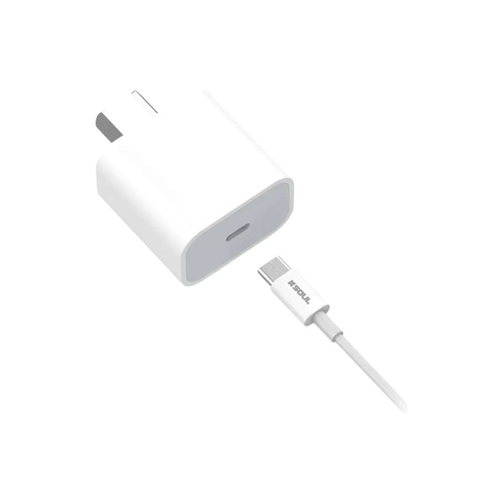Kit Cargador Soul 20W + Cable USB-C para iPhone y Samsung