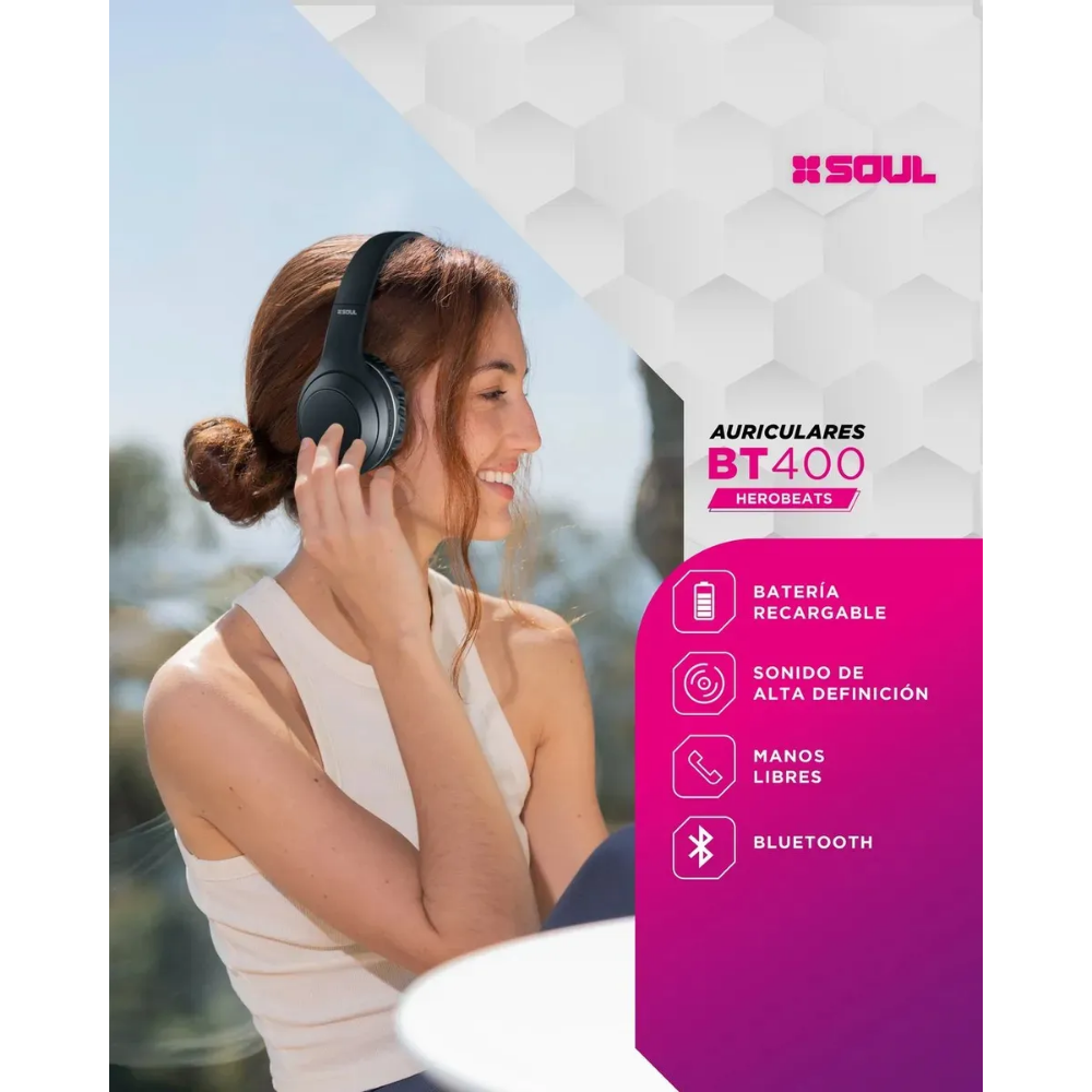 Auriculares Inalámbricos Bluetooth Soul BT-400 Vincha Manos Libres
