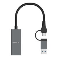 Adaptador de Red Ethernet USB C USB A RJ45 LAN 2 en 1