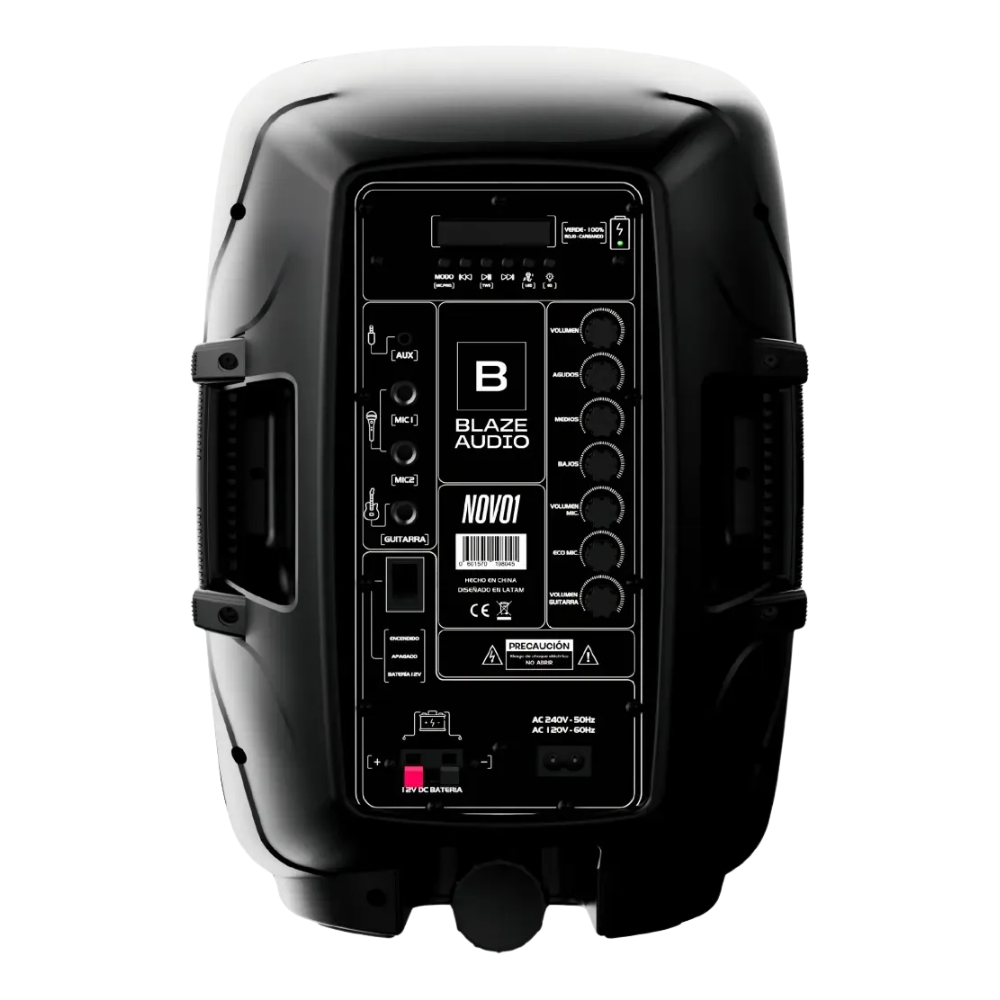 Parlante Bluetooth Blaze NOV01 de 8" con 200W Batería 20h y Micrófono