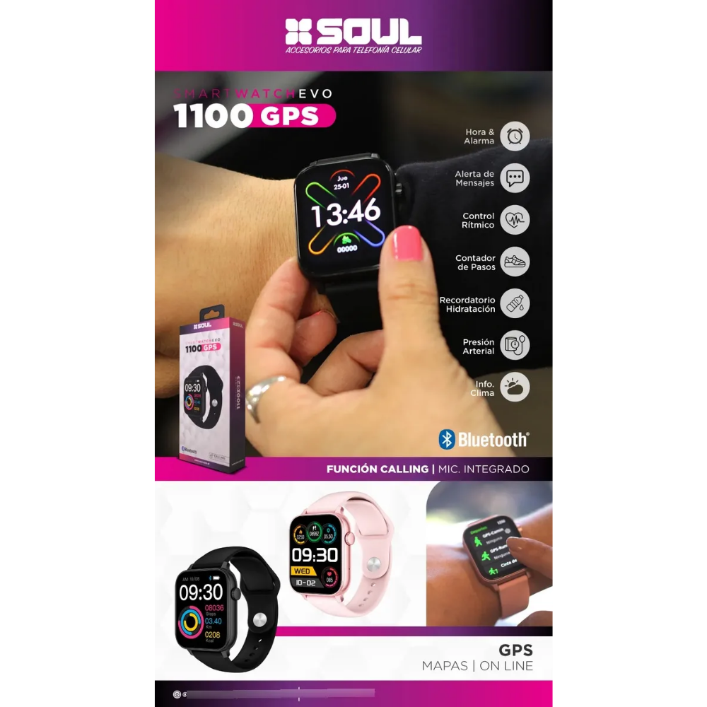 Reloj Inteligente Smartwatch Soul Hombre GPS Integrado EVO 1100