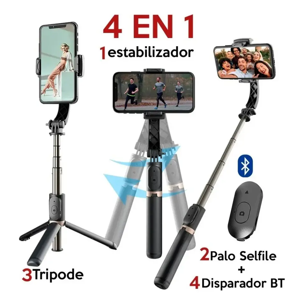Estabilizador Gimbal Para Celular Trípode 4 en 1 Palo Selfie