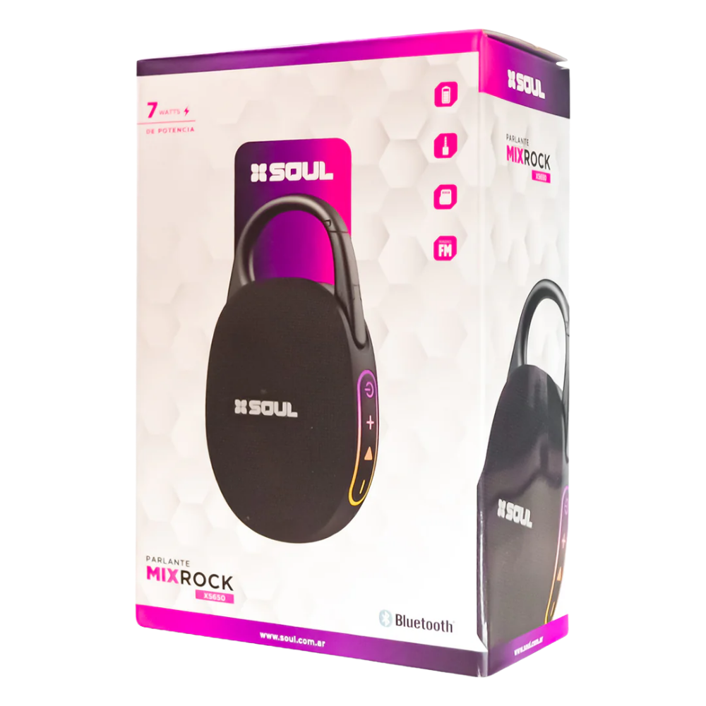 Parlante Bluetooth Soul XS650 Mix Rock 7W con LED - Negro