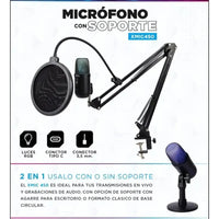 Micrófono Gamer RGB Soul XMIC 450 para Streaming y Gaming | Brazo + Base + Antipop Incluidos