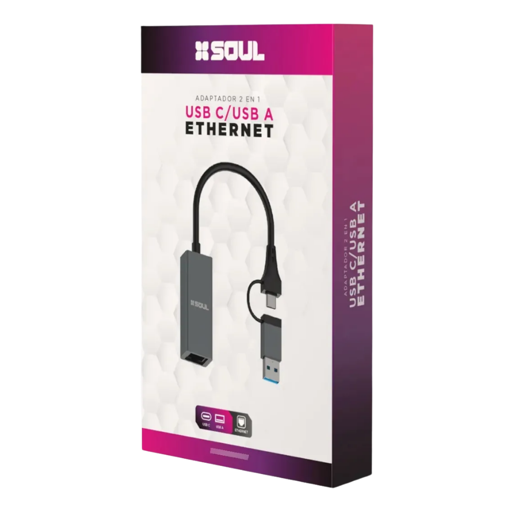 Adaptador de Red Ethernet USB C USB A RJ45 LAN 2 en 1