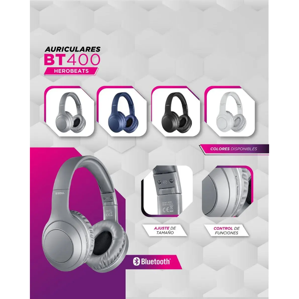 Auriculares Inalámbricos Bluetooth Soul BT-400 Vincha Manos Libres