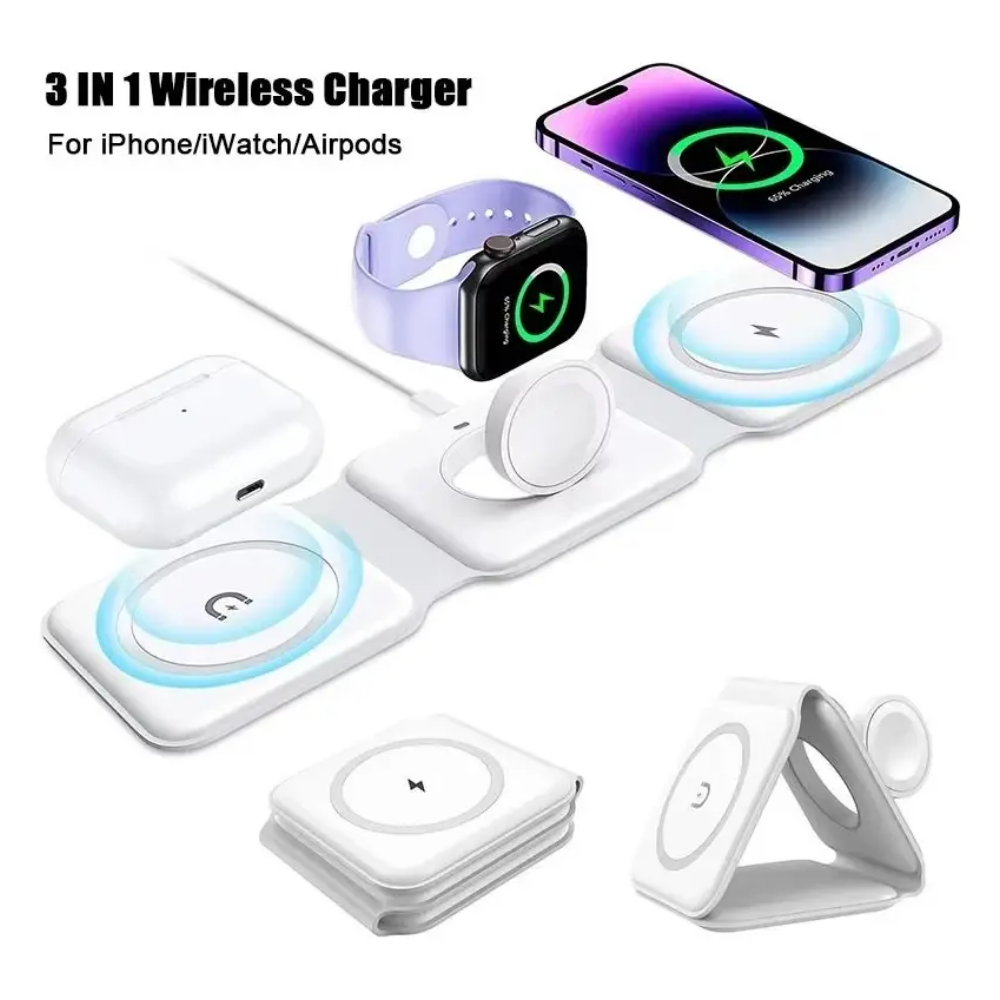 Cargador Inalámbrico Magnetic Base Triple Rápido Para iPhone