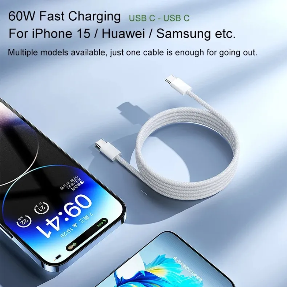 Cable USB-C Soul Classic 60W para Samsung y iPhone 15 - 1 Metro