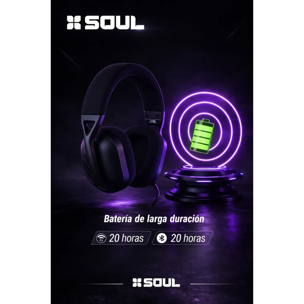 Auriculares Gamer Pro Soul H100 Inalámbricos WiFi 3.5mm
