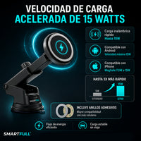 Soporte Magnético para Celular Auto Soul Q700 2 en 1 | Carga Inalámbrica 15W