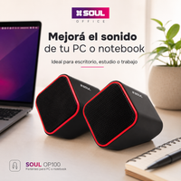 Parlantes Soul OP100 para PC y Notebook USB + Jack 3,5 mm