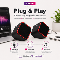 Parlantes Soul OP100 para PC y Notebook USB + Jack 3,5 mm