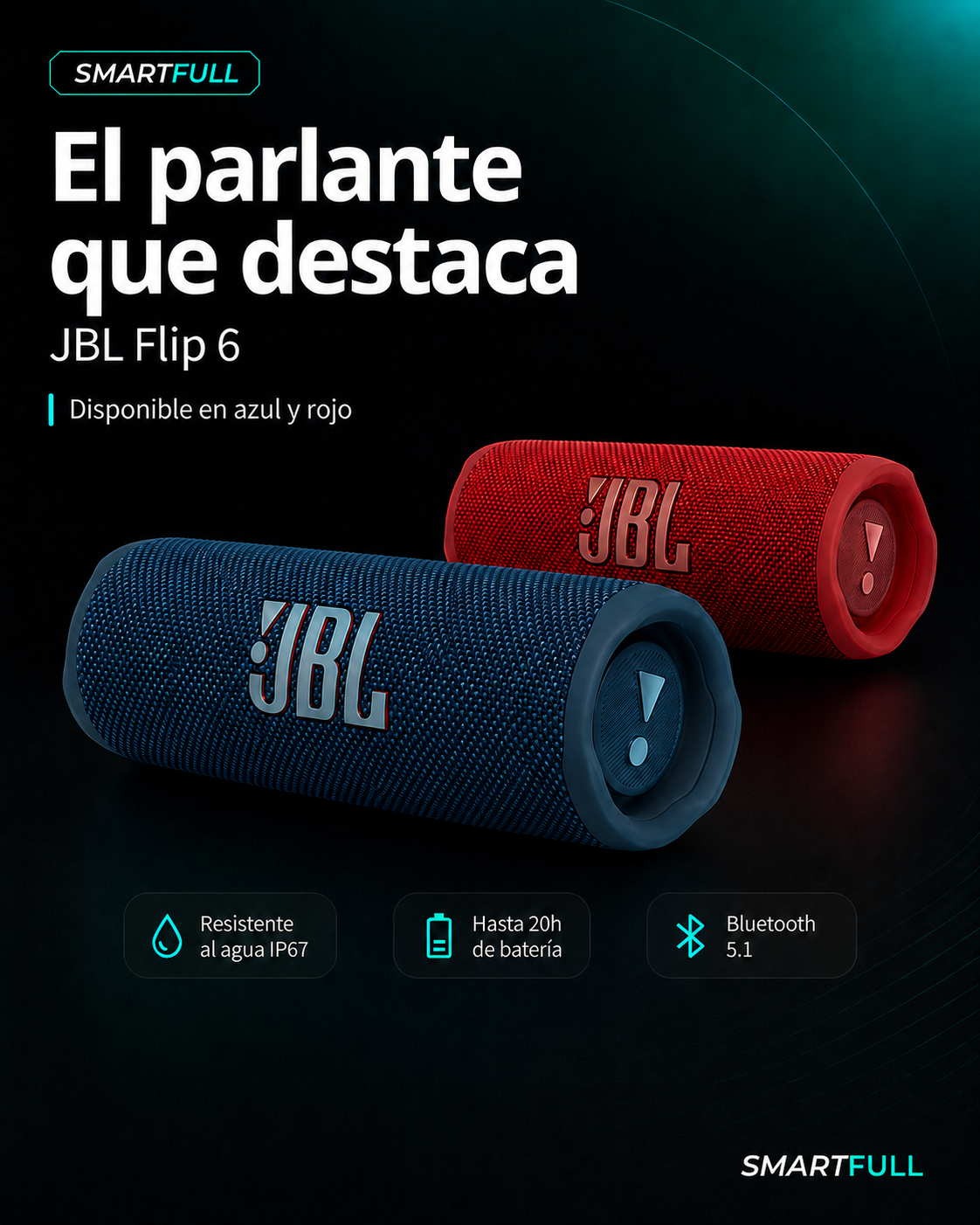 Parlante Bluetooth JBL Flip 6 IP67 Waterproof - 30W