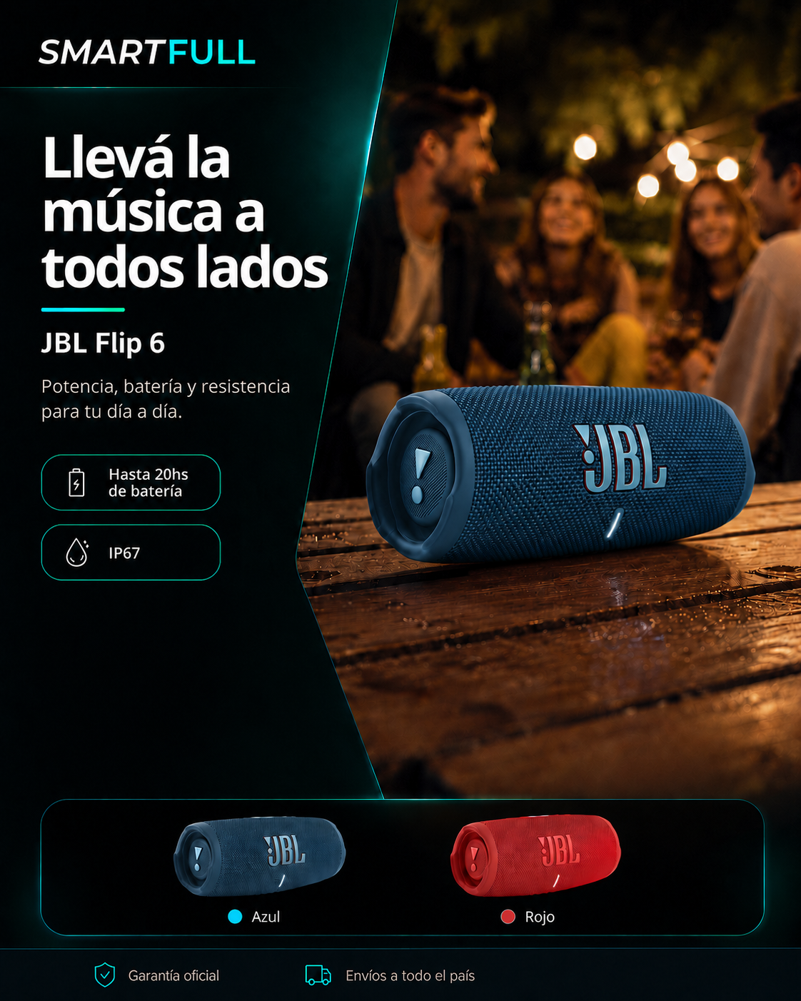Parlante Bluetooth JBL Flip 6 IP67 Waterproof - 30W