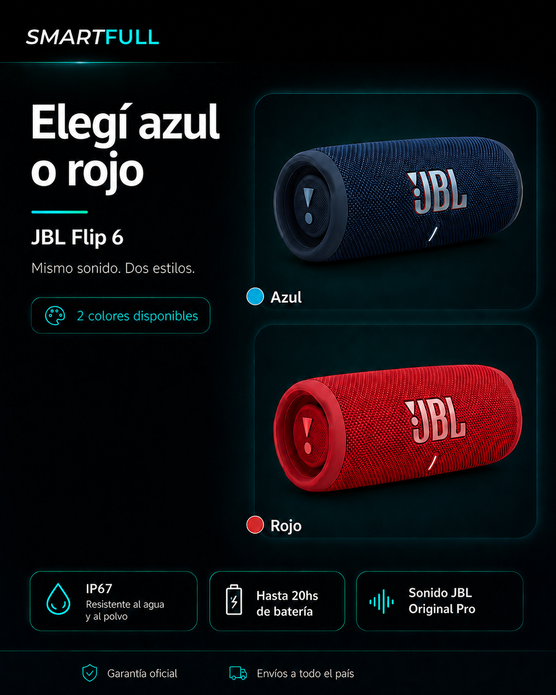 Parlante Bluetooth JBL Flip 6 IP67 Waterproof - 30W