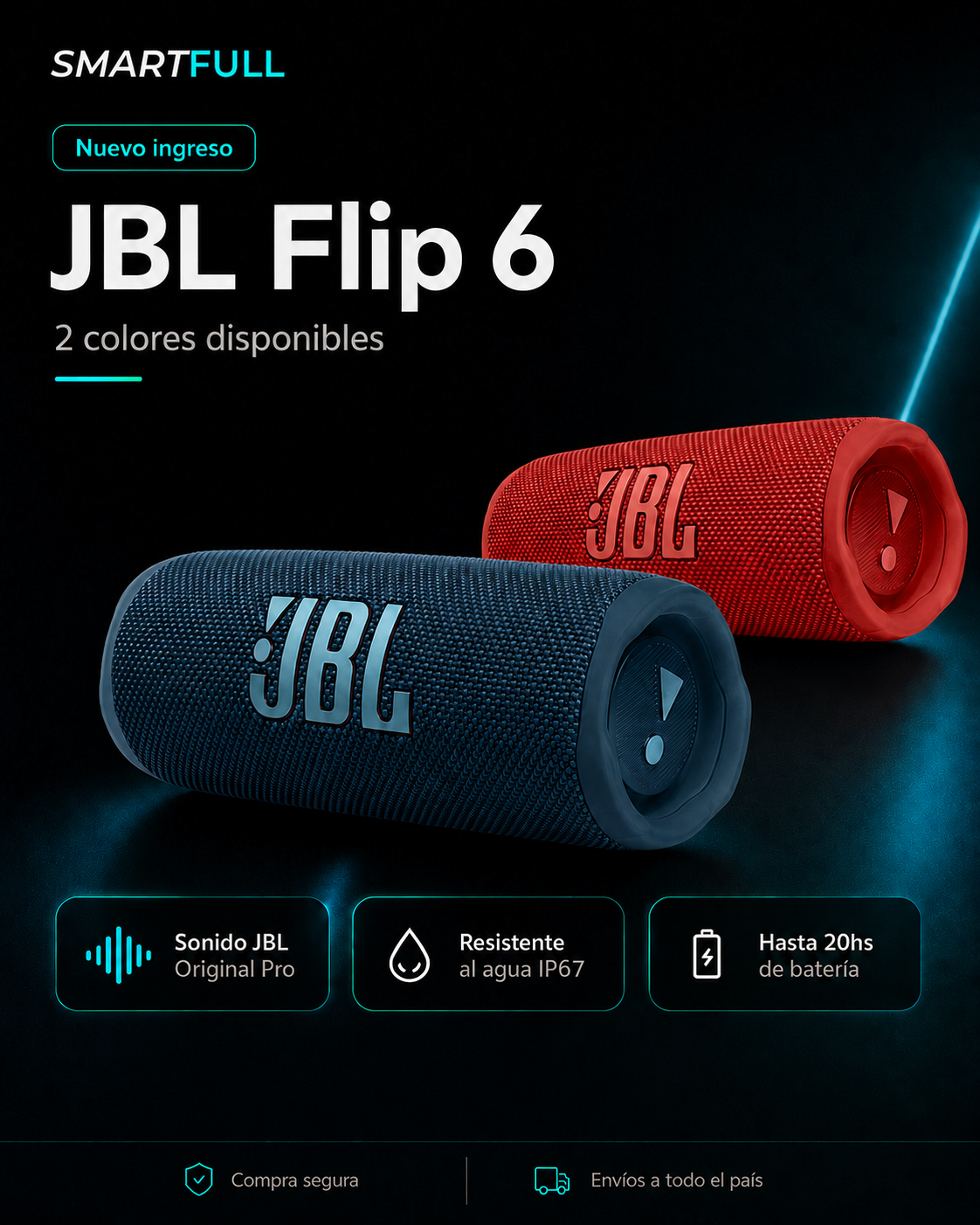 Parlante Bluetooth JBL Flip 6 IP67 Waterproof - 30W