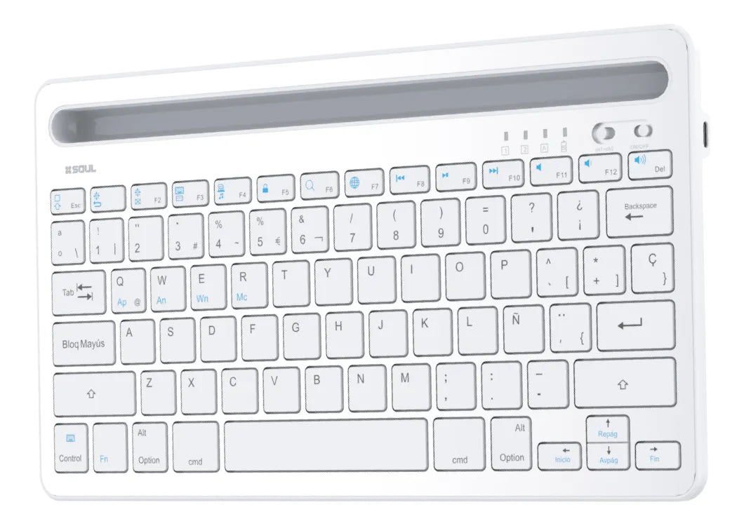 Teclado Bluetooth Soul KBT03 con Soporte para Tablet y Celular - Blanco