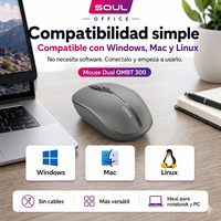Mouse Inalámbrico Soul Bluetooth y Wireless USB 1600 DPI