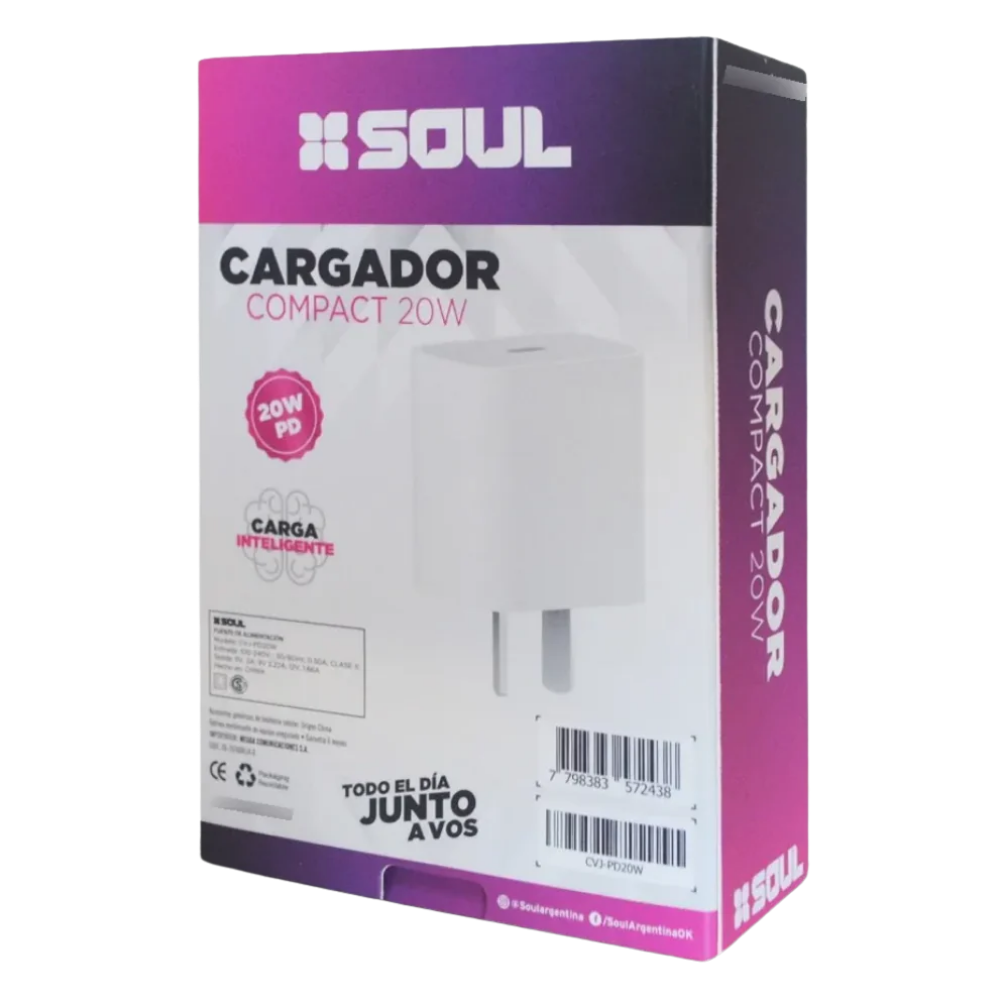 Cargador Soul Compact 20W USB-C Power Delivery
