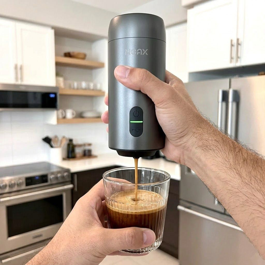 Cafetera Espresso Portátil NOAX | Cápsulas + Café Molido | 20 Bar, Recargable USB-C