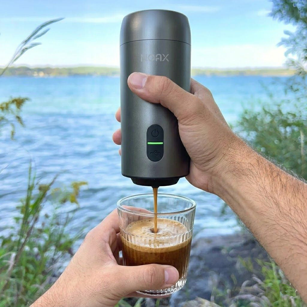Cafetera Espresso Portátil NOAX | Cápsulas + Café Molido | 20 Bar, Recargable USB-C